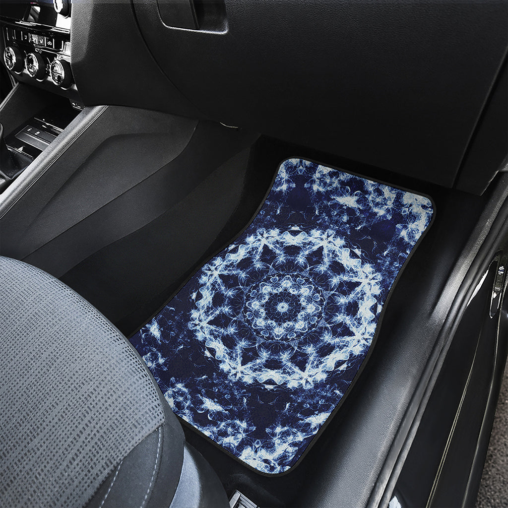 Blue Winter Mandala Print Front and Back Car Floor Mats