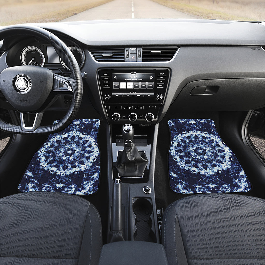 Blue Winter Mandala Print Front Car Floor Mats