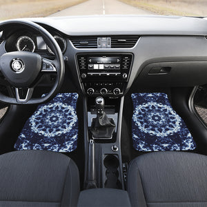 Blue Winter Mandala Print Front Car Floor Mats