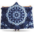 Blue Winter Mandala Print Hooded Blanket