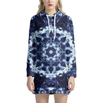 Blue Winter Mandala Print Hoodie Dress