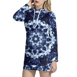 Blue Winter Mandala Print Hoodie Dress