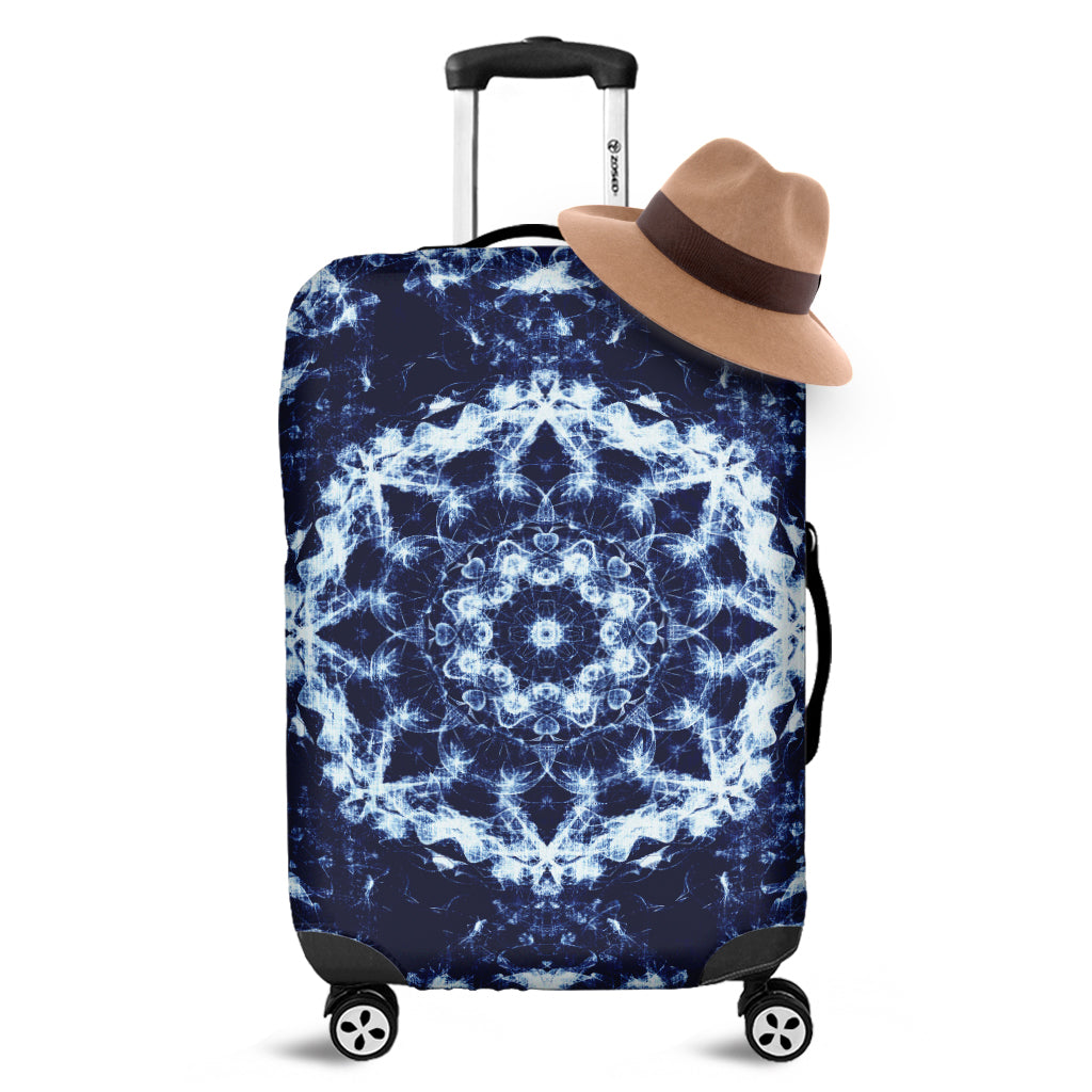 Blue Winter Mandala Print Luggage Cover