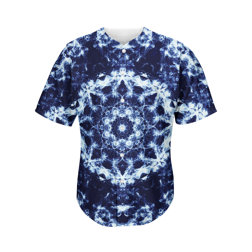 Blue Winter Mandala Print Men's Baseball Jersey