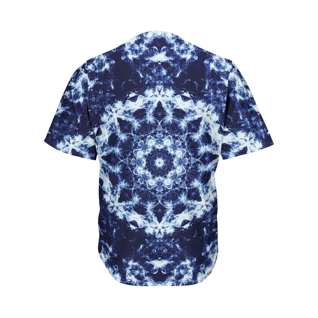 Blue Winter Mandala Print Men's Baseball Jersey