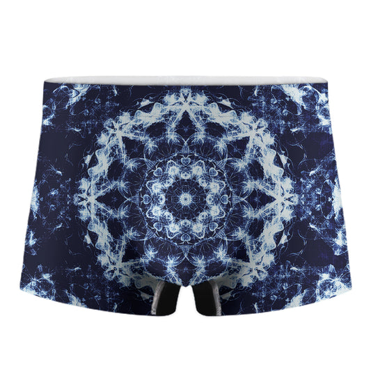 Blue Winter Mandala Print Men's Boxer Briefs