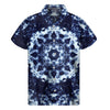 Blue Winter Mandala Print Men's Short Sleeve Shirt