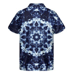 Blue Winter Mandala Print Men's Short Sleeve Shirt