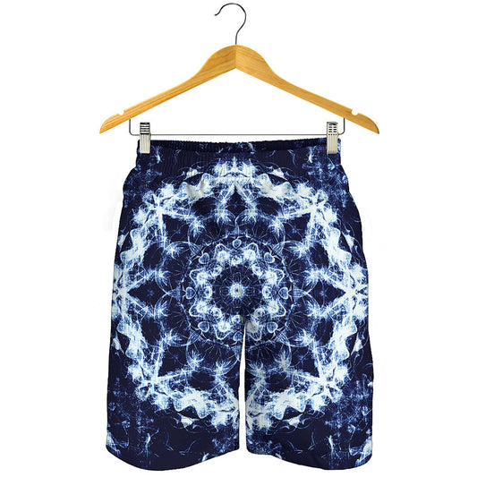 Blue Winter Mandala Print Men's Shorts