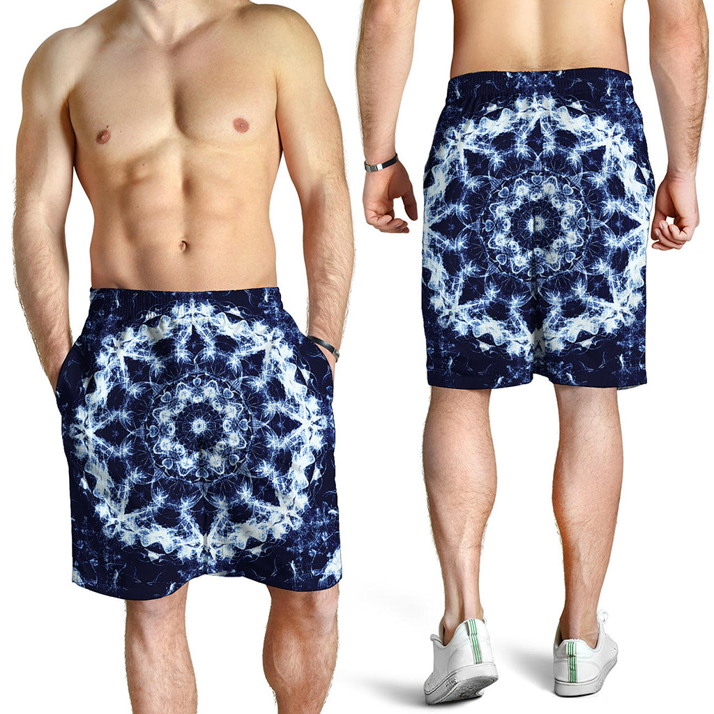 Blue Winter Mandala Print Men's Shorts