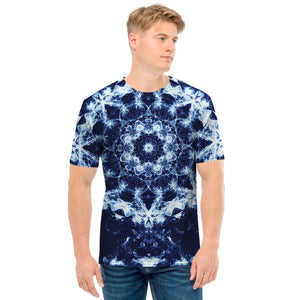 Blue Winter Mandala Print Men's T-Shirt