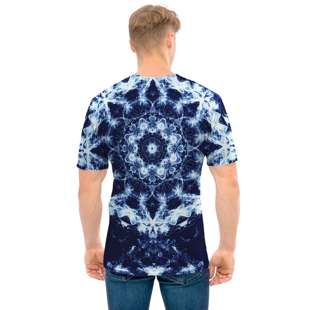 Blue Winter Mandala Print Men's T-Shirt