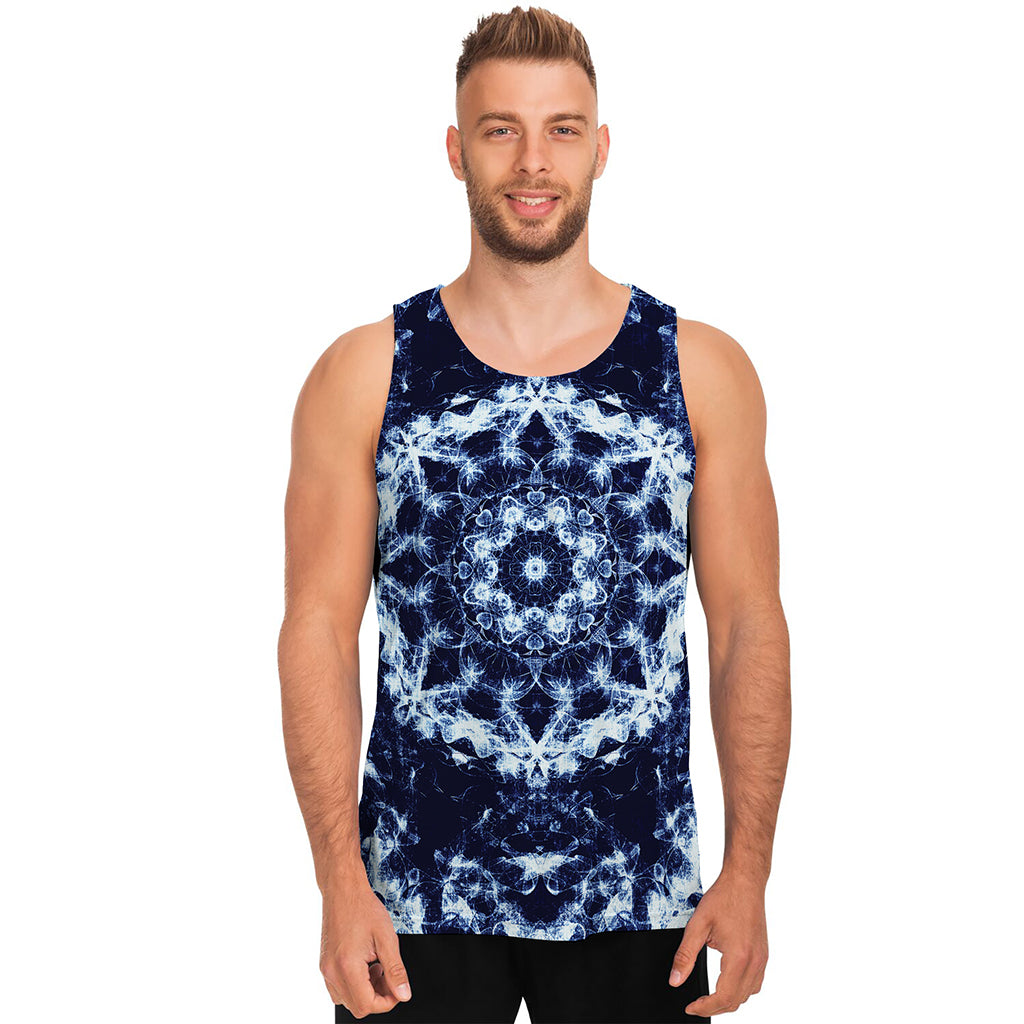 Blue Winter Mandala Print Men's Tank Top