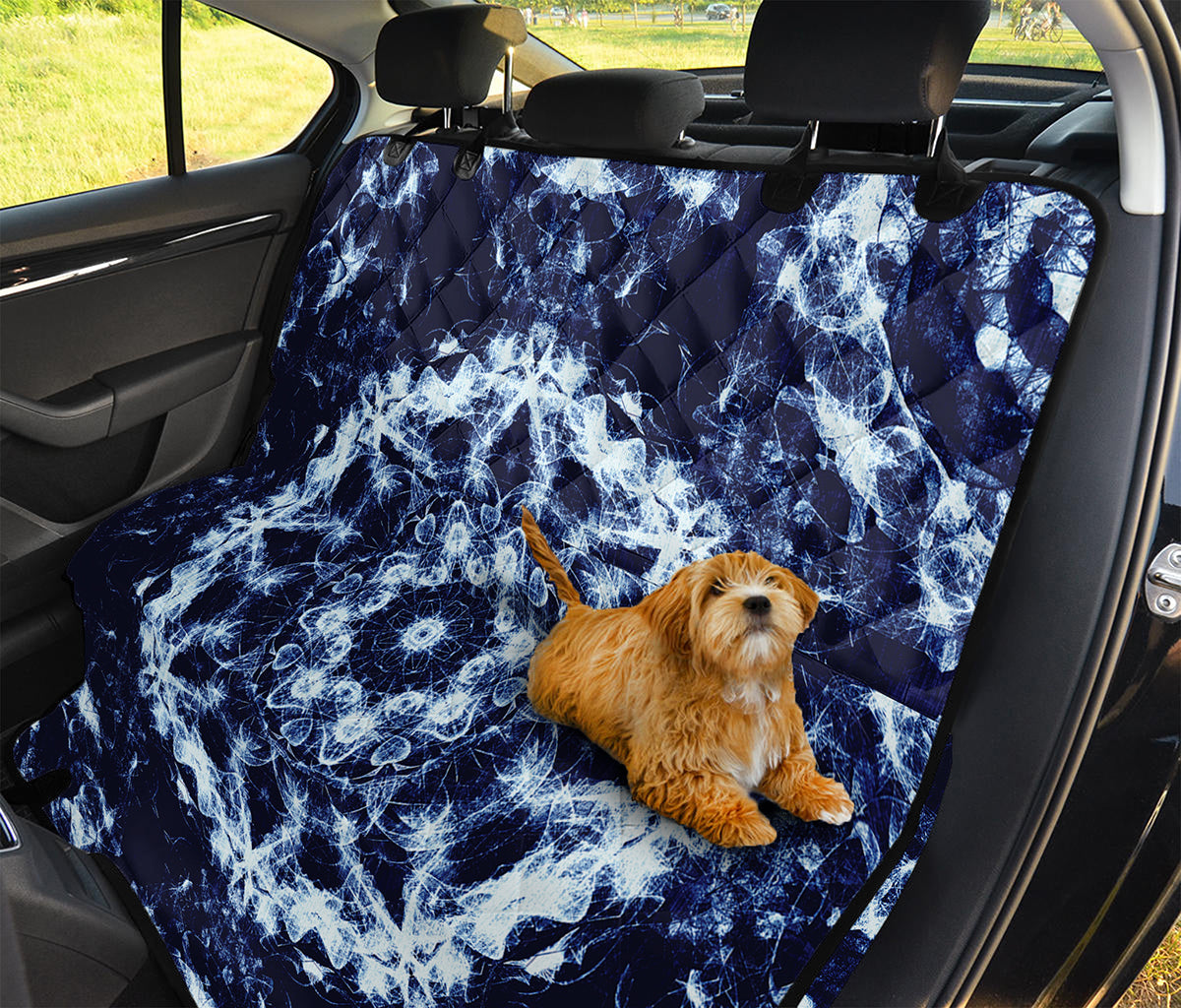 Blue Winter Mandala Print Pet Car Back Seat Cover