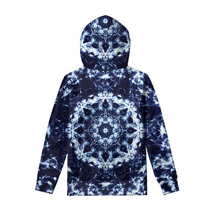 Blue Winter Mandala Print Pullover Hoodie