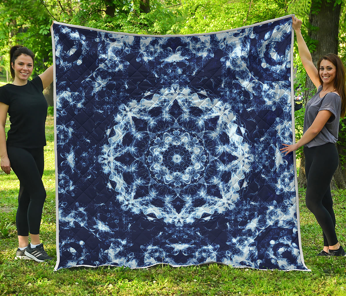 Blue Winter Mandala Print Quilt