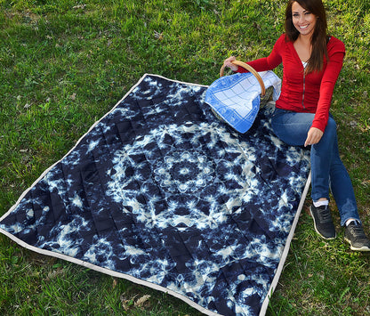 Blue Winter Mandala Print Quilt