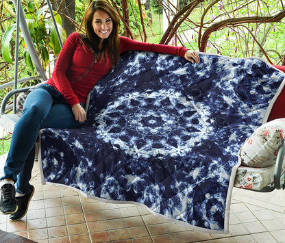 Blue Winter Mandala Print Quilt