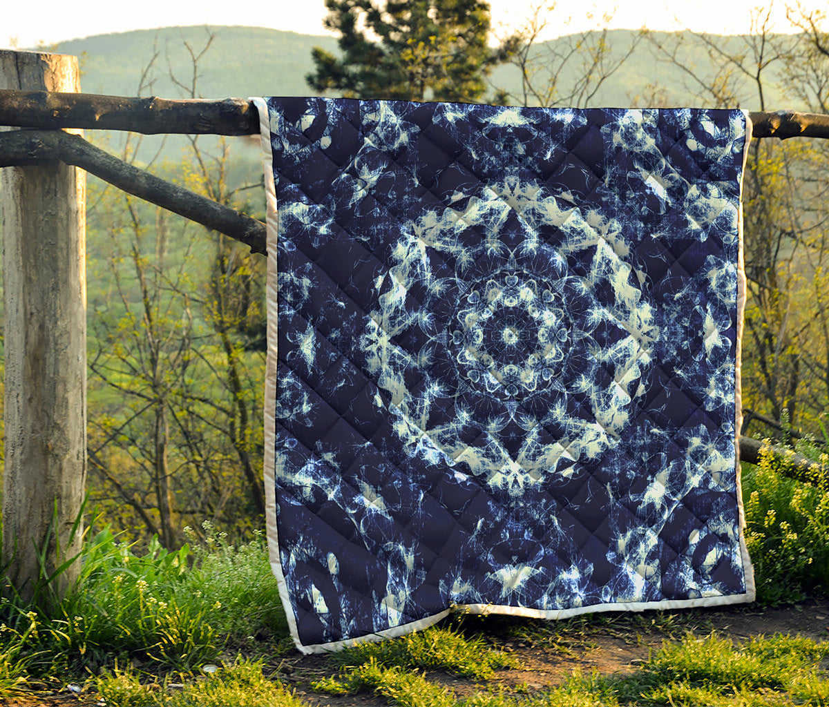 Blue Winter Mandala Print Quilt