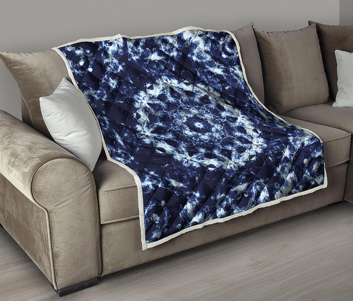 Blue Winter Mandala Print Quilt