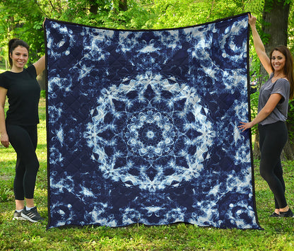 Blue Winter Mandala Print Quilt