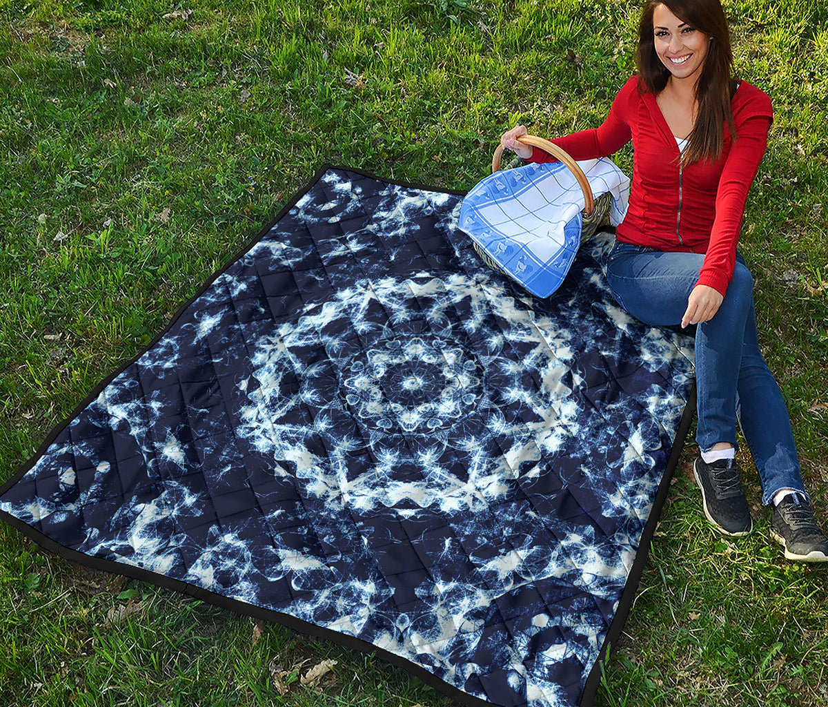 Blue Winter Mandala Print Quilt
