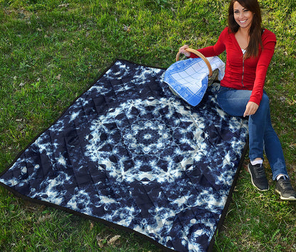 Blue Winter Mandala Print Quilt