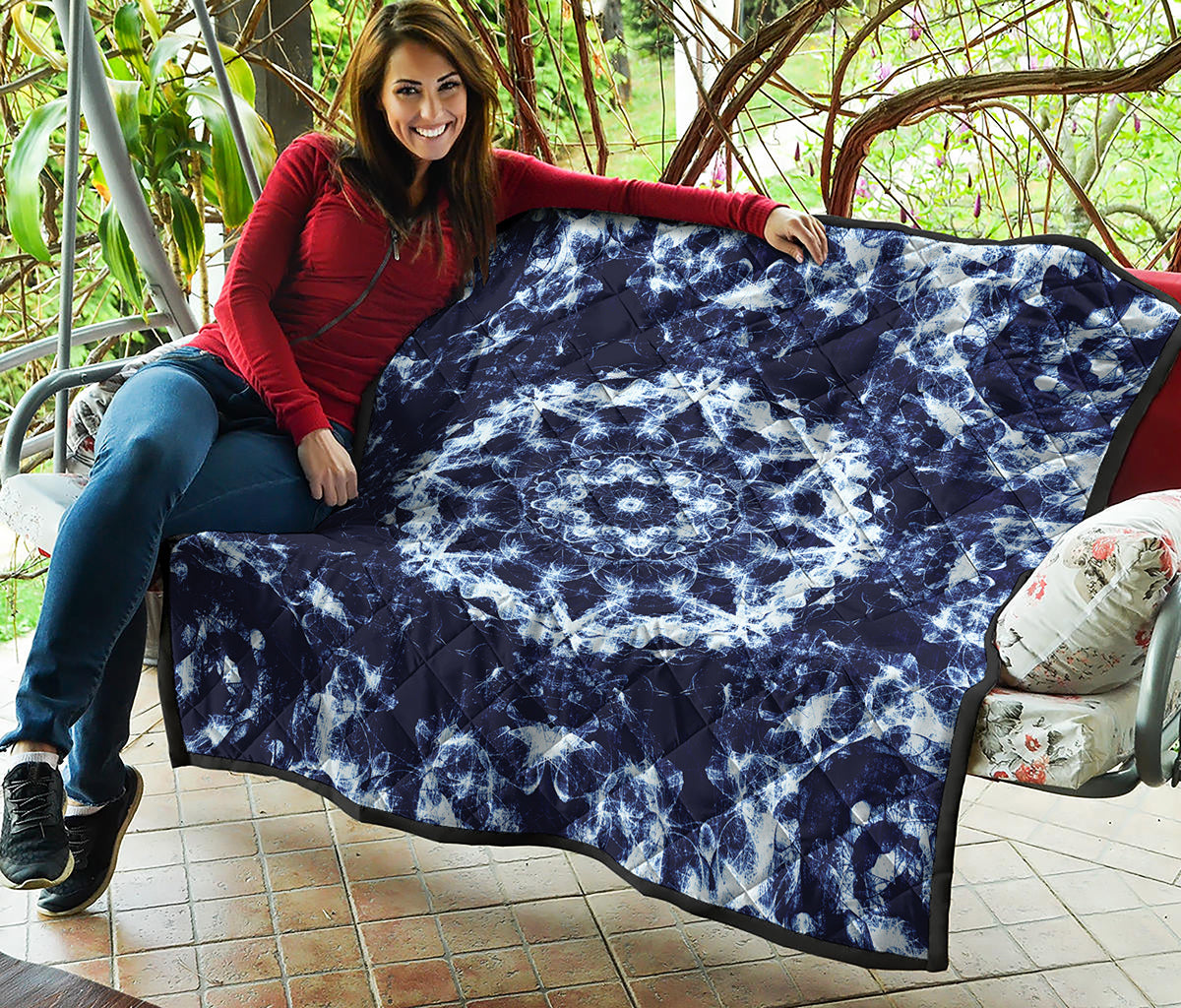 Blue Winter Mandala Print Quilt