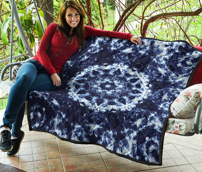 Blue Winter Mandala Print Quilt