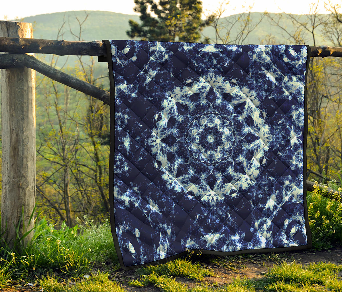 Blue Winter Mandala Print Quilt