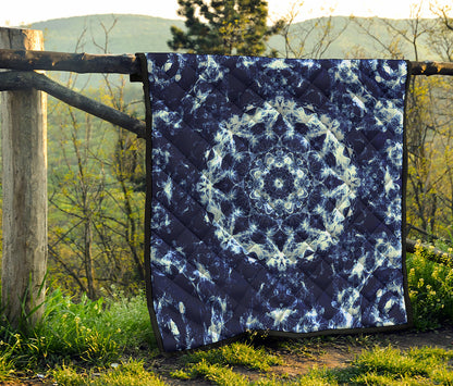 Blue Winter Mandala Print Quilt
