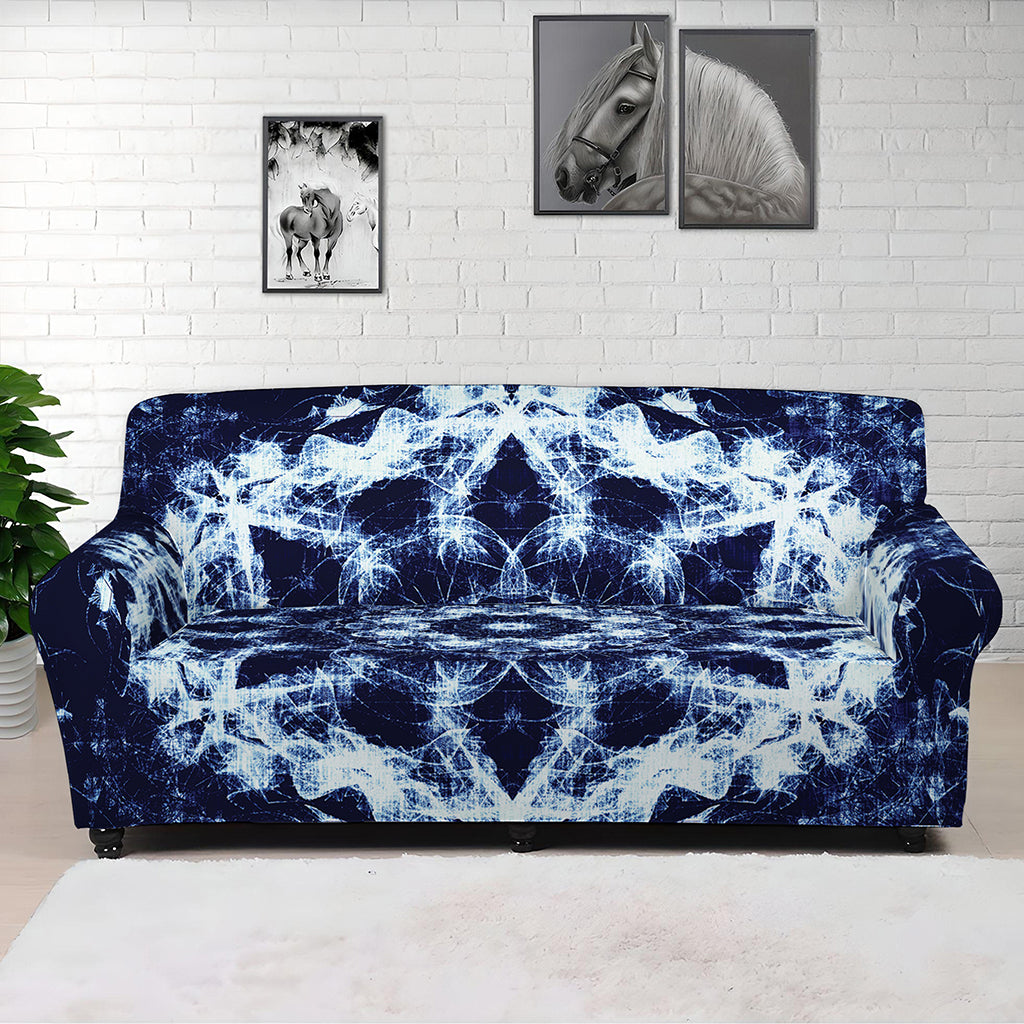 Blue Winter Mandala Print Sofa Cover