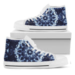 Blue Winter Mandala Print White High Top Shoes