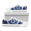 Blue Winter Mandala Print White Low Top Shoes