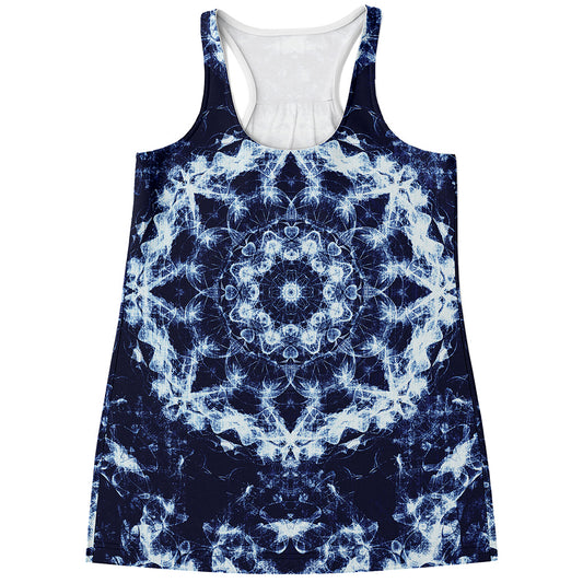 Blue Winter Mandala Print Women's Racerback Tank Top
