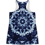 Blue Winter Mandala Print Women's Racerback Tank Top