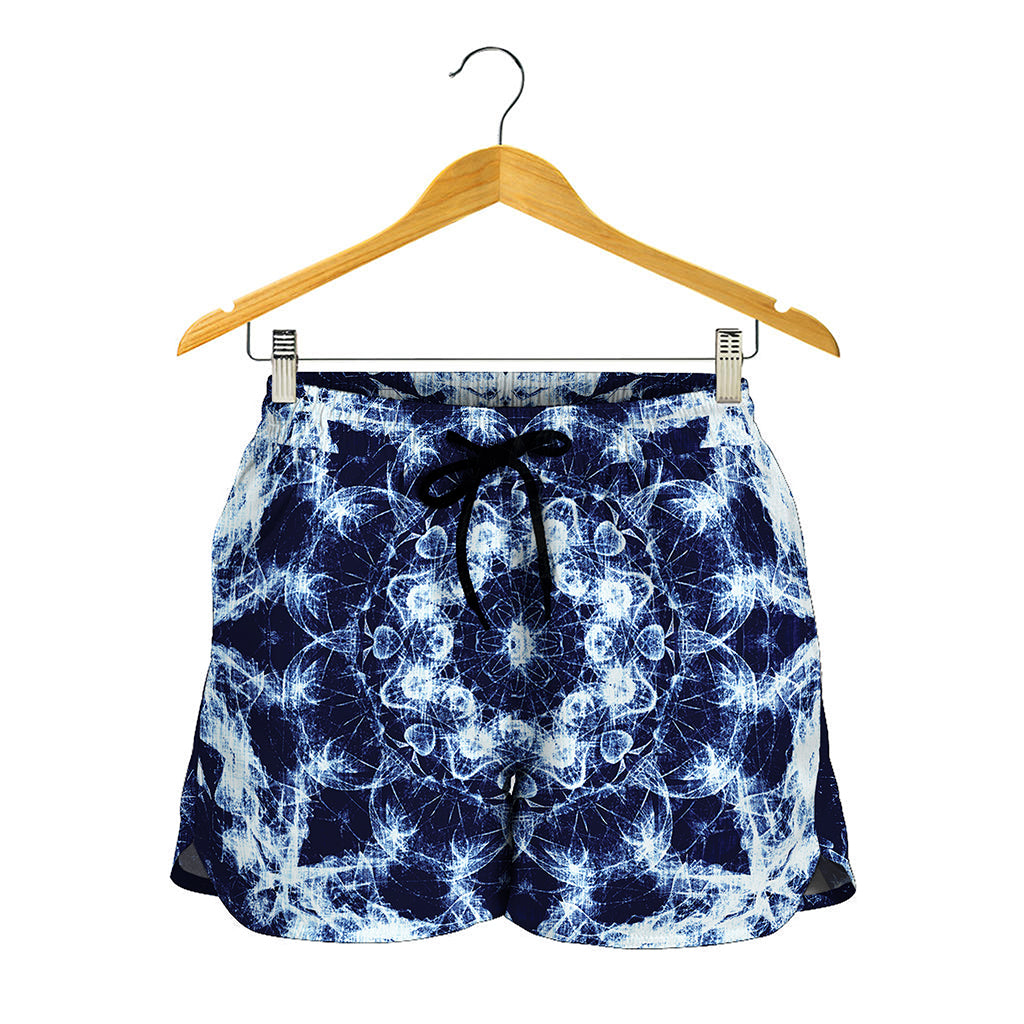 Blue Winter Mandala Print Women's Shorts