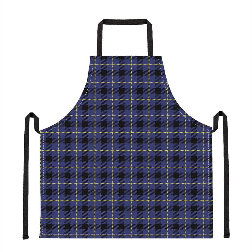 Blue Yellow And Black Plaid Print Apron