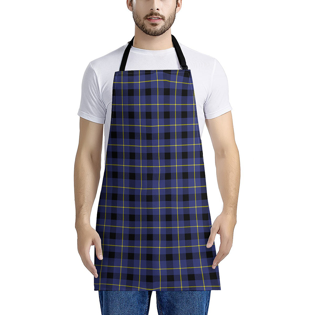 Blue Yellow And Black Plaid Print Apron