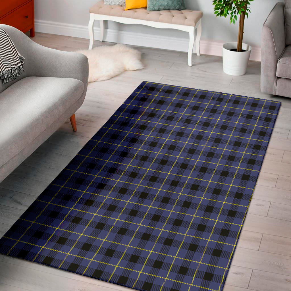 Blue Yellow And Black Plaid Print Area Rug