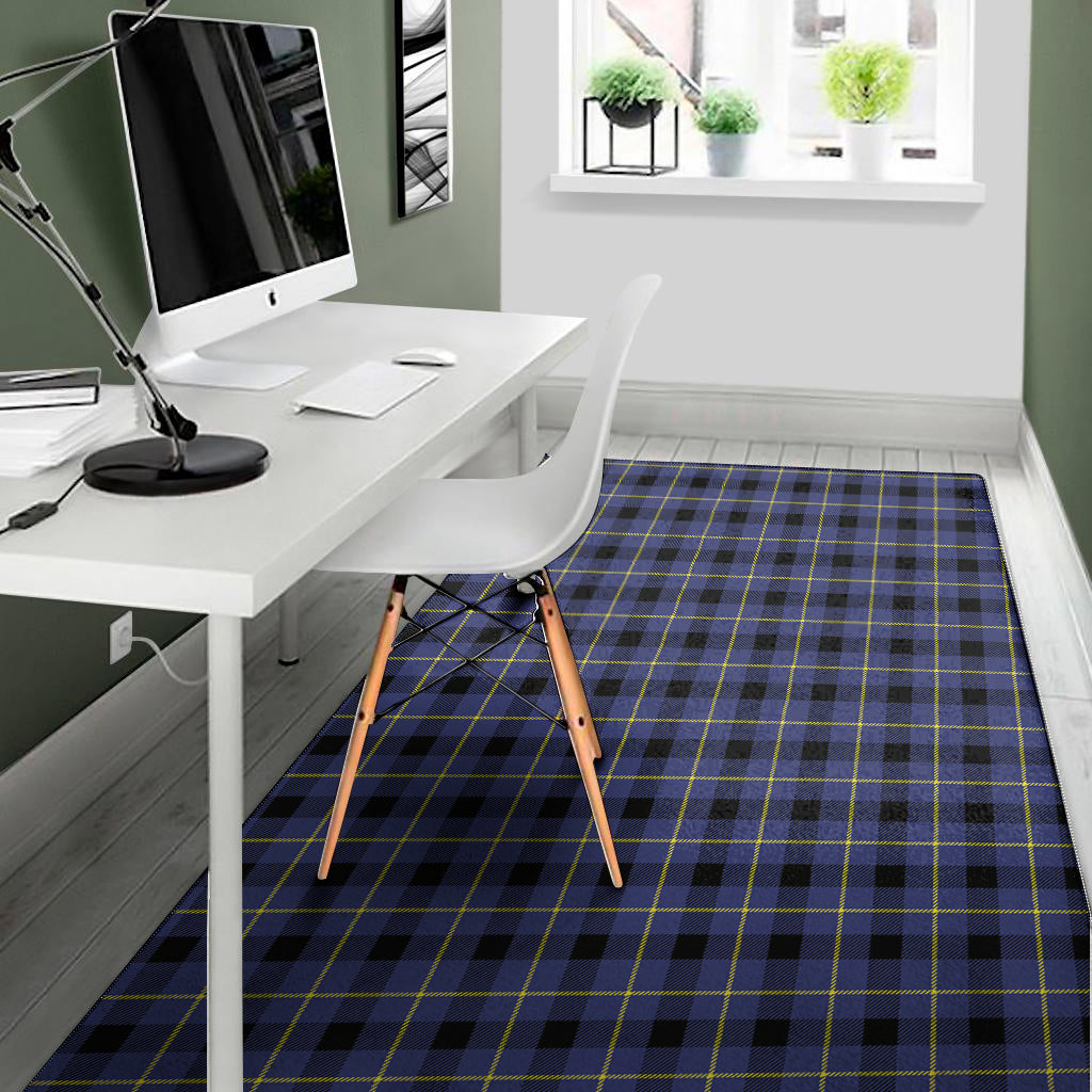 Blue Yellow And Black Plaid Print Area Rug