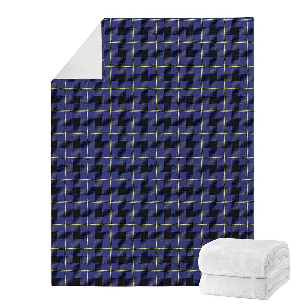 Blue Yellow And Black Plaid Print Blanket