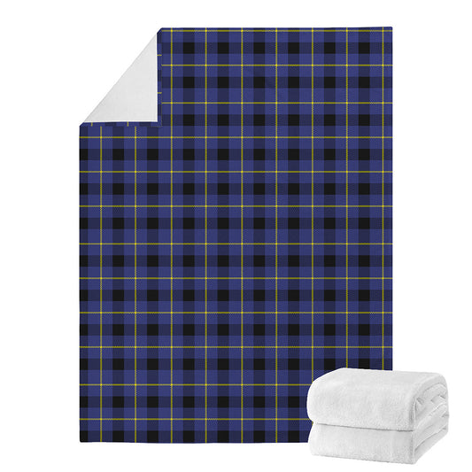 Blue Yellow And Black Plaid Print Blanket