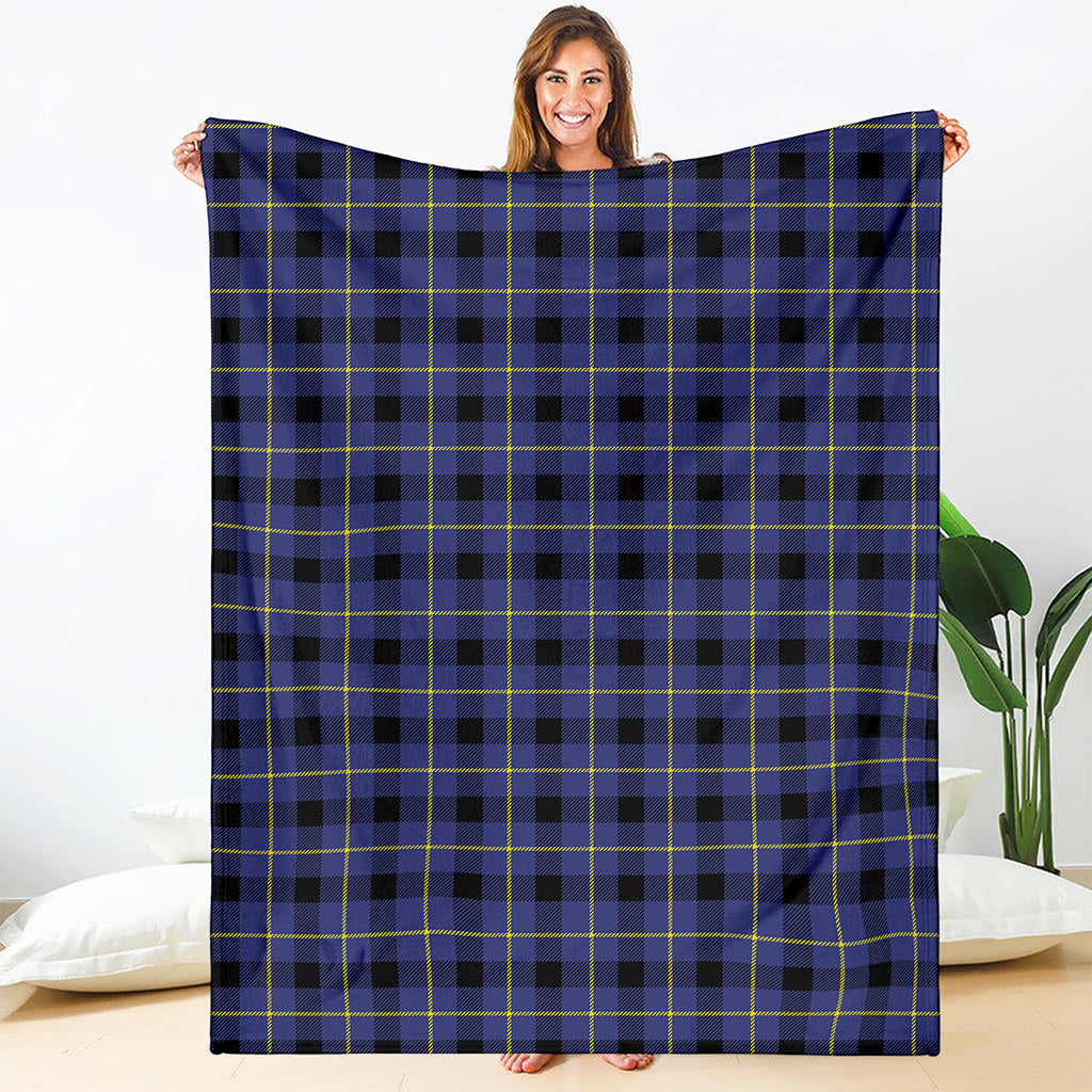 Blue Yellow And Black Plaid Print Blanket