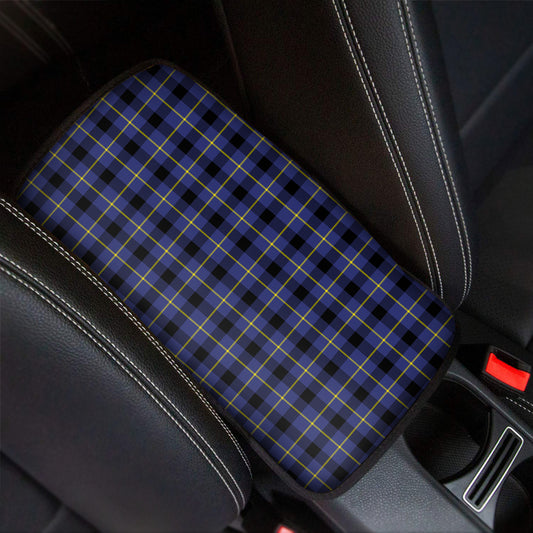 Blue Yellow And Black Plaid Print Car Center Console Cover