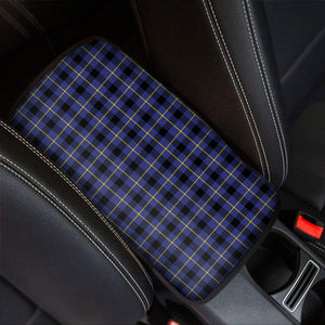Blue Yellow And Black Plaid Print Car Center Console Cover