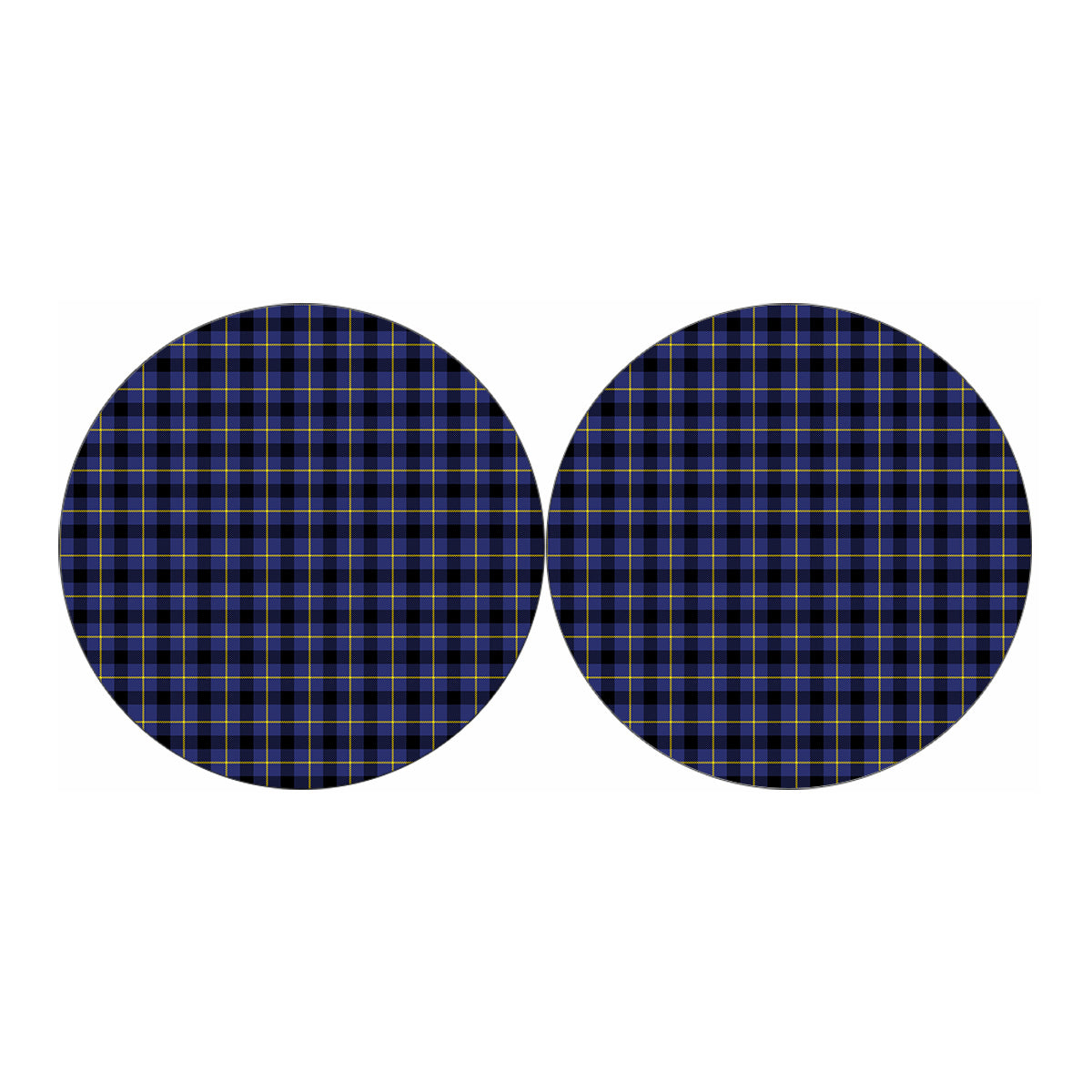 Blue Yellow And Black Plaid Print Car Coasters