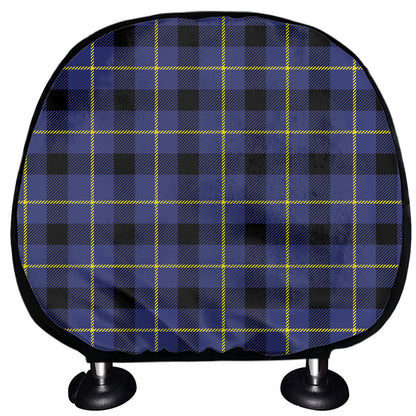 Blue Yellow And Black Plaid Print Car Headrest Covers