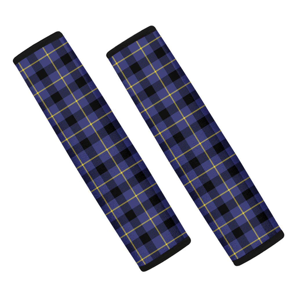 Blue Yellow And Black Plaid Print Car Seat Belt Covers