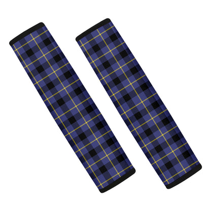 Blue Yellow And Black Plaid Print Car Seat Belt Covers